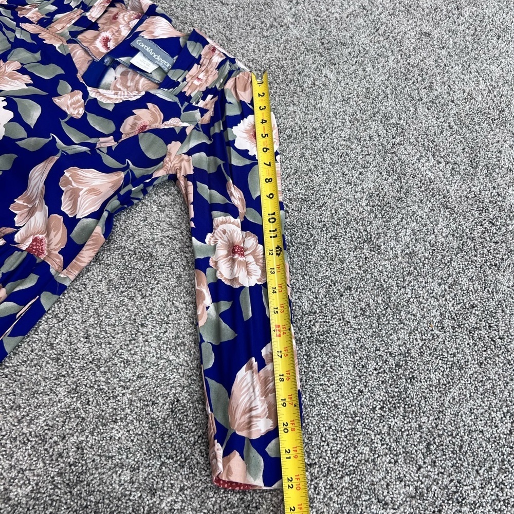 Vintage Carol Anderson Blue Colorful Floral Drop Waist Maxi Dress FS Size 5/6 - Picture 7 of 11